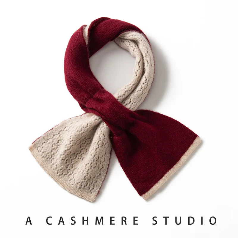

A-Class 100% Pure Cashmere Scarf, Women's Contrasting Knitted Scarf, Light Luxury Warm Scarf, Solid Color, All Season Universal