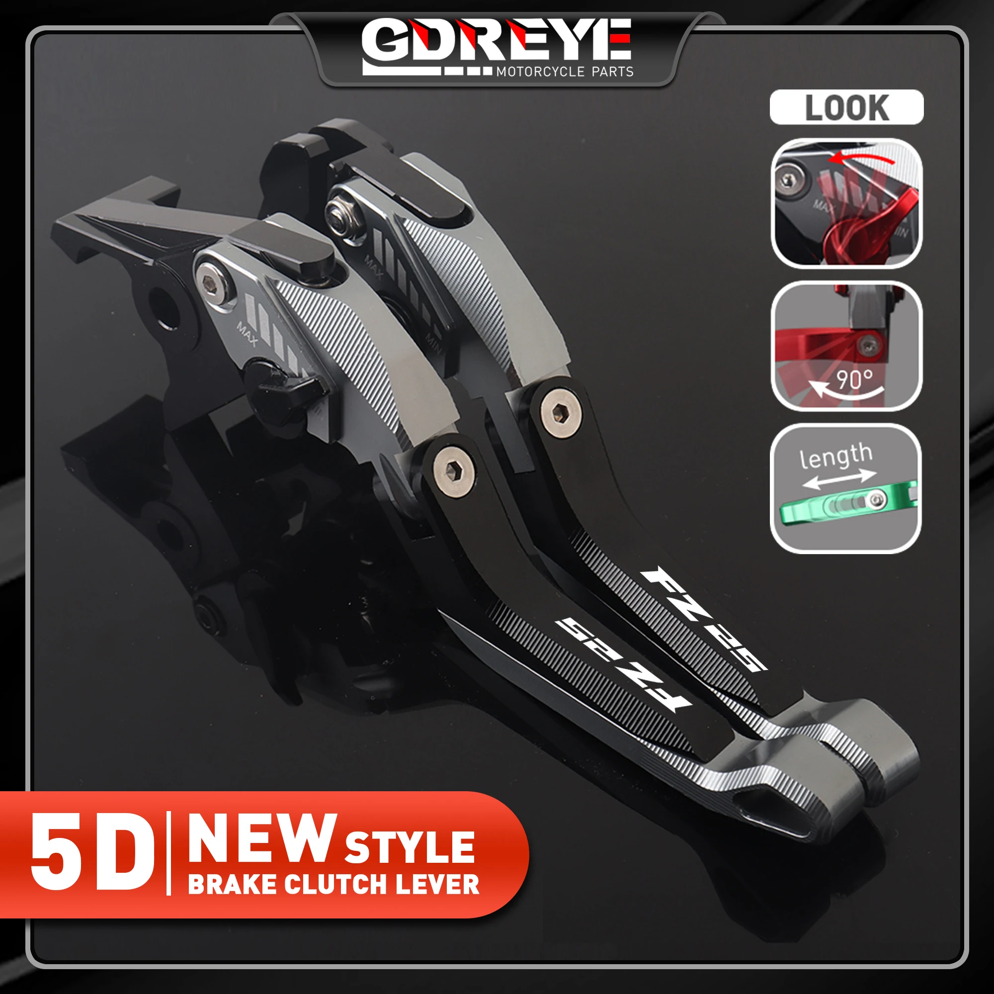 NEW 5D Brake Clutch Levers Motorcycle FZ25 Accessories Adjustable Extendable For YAMAHA FZ-25 FZ25 25 FZ 2017-2022