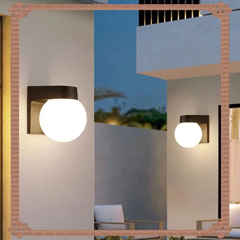 

24-Hour Delivery Black White PC Base Lampshade E27 Ball Outdoor Porch Light Modern Loft Led Milky Acrylic Wall Lamp