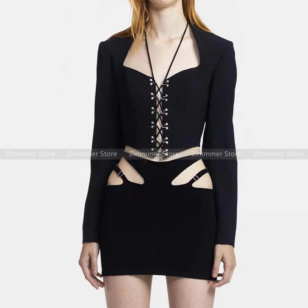 

Australian pioneers sexy hollow cross straps slimming silhouette sexy temperament corset niche design blazer