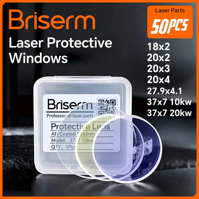 50PCS Laser Protective Lens 18x2 27.9x4.1 25x2 37x7 Laser Protective Windows For Fiber Laser Cutting Head 1064nm