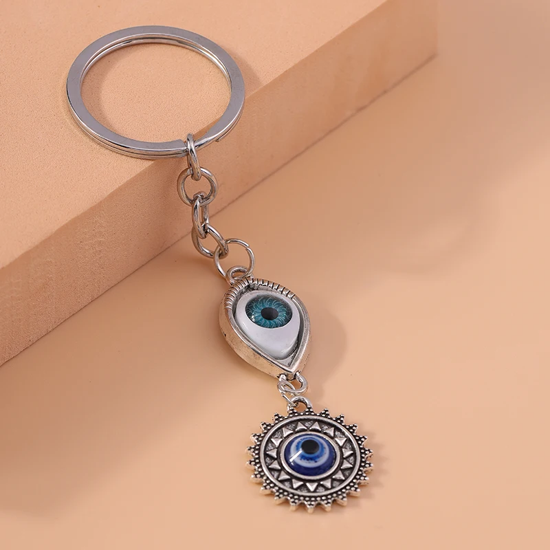 Cute Enamel Lucky Evil Eye Keychain Metal Keyring Pendant for Car Key Holder Women Girls Handbag Charms DIY Jewelry Gifts