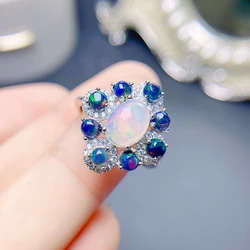 Natural Black Opal Rings for women silver 925 jewelry luxury gem stones 18k gold plated free shiping items Party Gifts