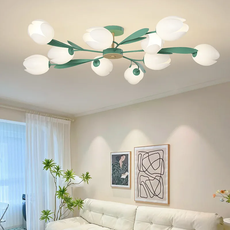 

Lily of the valley living room ceiling lamp cream wind warm girl bedroom room lamp