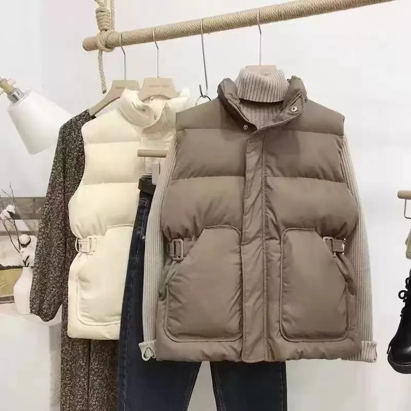 Outono inverno novo para baixo algodão colete feminino casaco coreano moda sem mangas jaqueta curto parka solto feminino topos maré g661