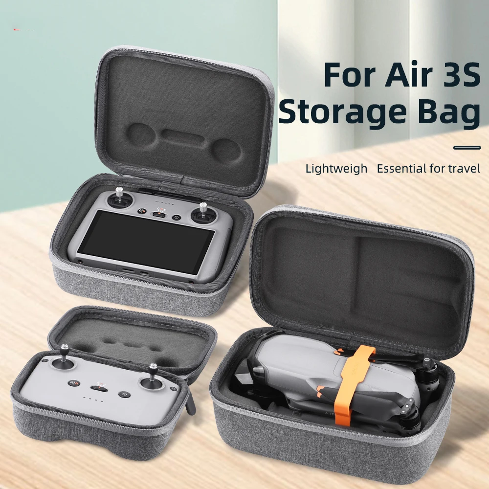 For DJI Air 3S Drone Camera Bag Body+RC-N3/RC-2 Remote Control Storage Case Shock-Proof Handle Stand Alone Box Travel Carry Set