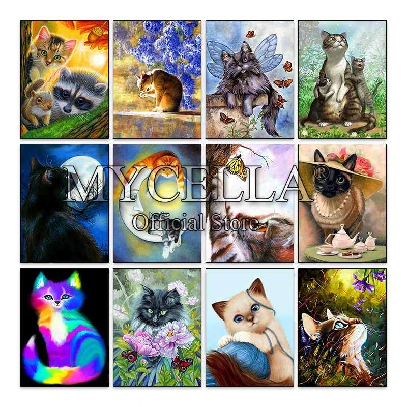 

Diamond Painting Cross Stitch Animal cat 5D DIY Diamond Embroidery Full Square Rhinestone Of Picture Diamond Mosaic Home Decor