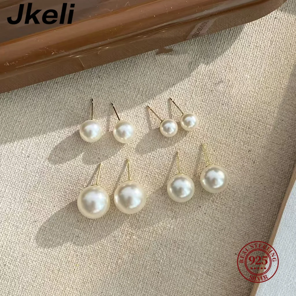 

Jkeli Wholesale Natural White 8-12mm Freshwater Pearl and 925 Sterling Silver Stud Earrings for Women One Pair