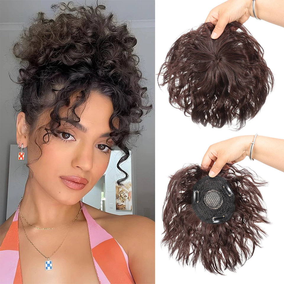 JINKAILI Synthetic One-Piece Bun Shaped Wig With Fluffy And Messy Top Design Small Rolled Bun Shaped Wig Flower Bud Head