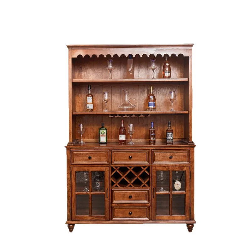 

White toon, American style, all solid wood, side cabinet, dining room, against the wall, integrated, multi-functional, storage