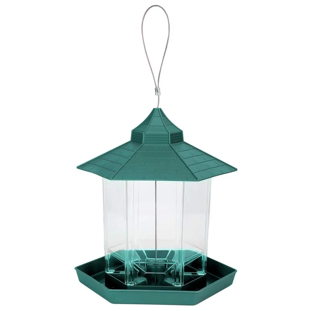 Automatische Vogelvoeder Hangend Voedsel Voeden Gereedschap Zeshoekige Grote Capaciteit Wilde Vogelvoeder Met Hang Touw Tuin Yard Decor - afbeelding 2
