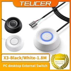 TEUCER X3 1.8m Cable Computer Desktop Power Switch with LED Light PC Motherboard External Start Power Button Extension Cable