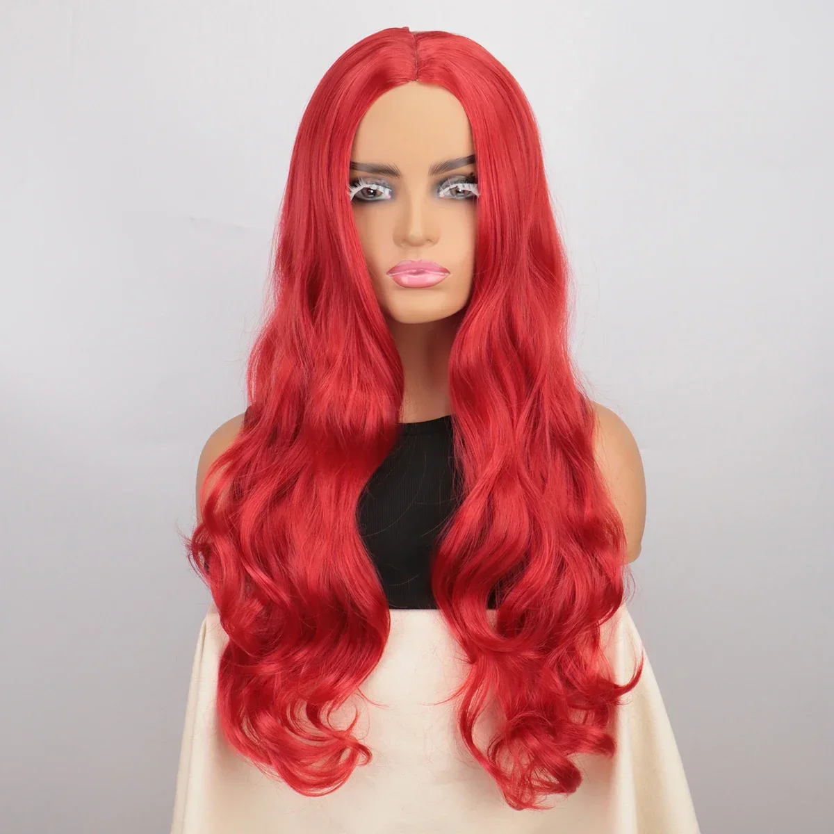 Película Aquaman Mera largo ondulado rojo Halloween Cosplay peluca fiesta de disfraces pelo sintético mujeres Grils Culry pelucas rojo Halloween