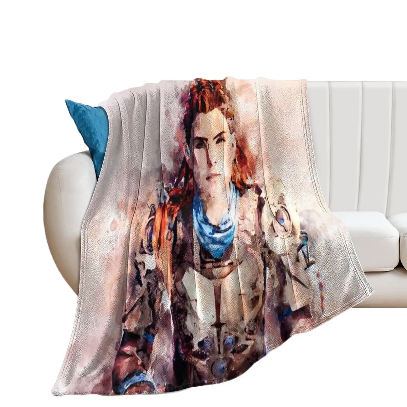 

Aloy Watercolor painting Throw Blanket Bed Flannel Summer Blankets