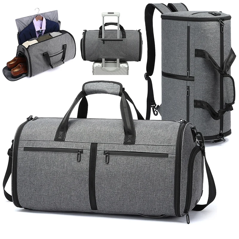 

Men's Suit Storage Bag Foldable Business Travel Handbag Garment Duffel Pack With Shoes Pocket Large Capacity Luggage Backpack