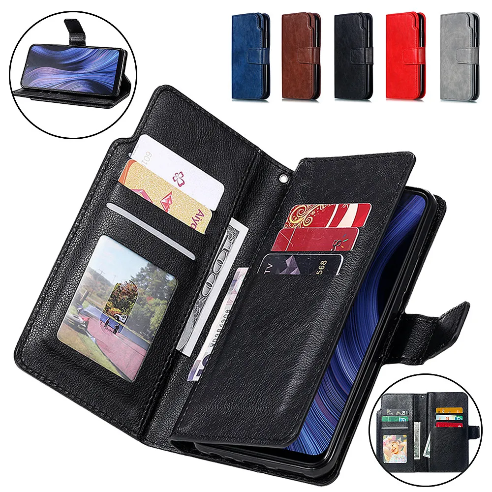 Double Layer Wallet Case For Redmi Note 12 11 11 Pro 10 9 8 7 Redmi 10 9C 9A 9T 8A Card Slots Flip Cover For Poco X5 Pro X3 NFC