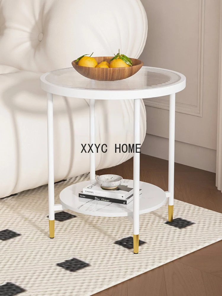 French Entry Lux Changhong Tempered Glass Tea Table Small Apartment Living Room Simple Modern round Tea Table Combination