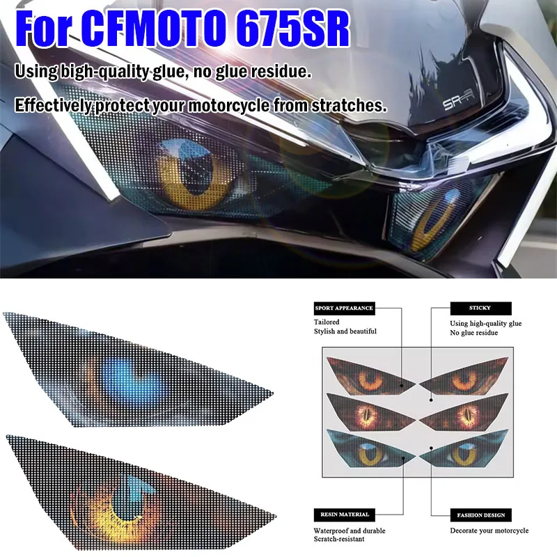 Waterproof Headlight Stickers Accessories For CFMOTO 675SR-R 2024 Motorcycle Head Light Decal Protection For CFMoto 675SR 675 SR