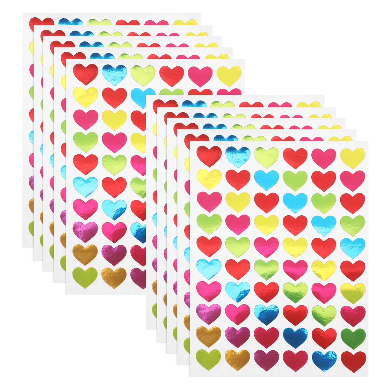 2100pcs Heart Shape Multicolor Foil Love For s Reward Charts Classroom Motivation Planner Scrapbook Labels Self-Adhesive Mini