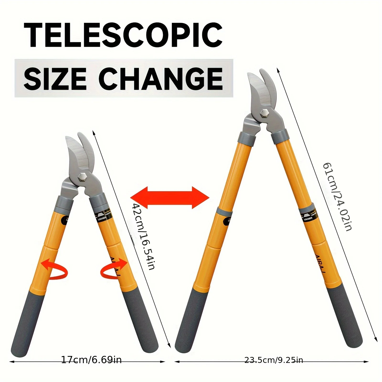 AIRAJ Bypass Lopper، مقصات التحوط، مقصات التقليم بمقابض تلسكوبية، قواطع فرعية شديدة التحمل قابلة للتمديد، مشابك حديقة #2