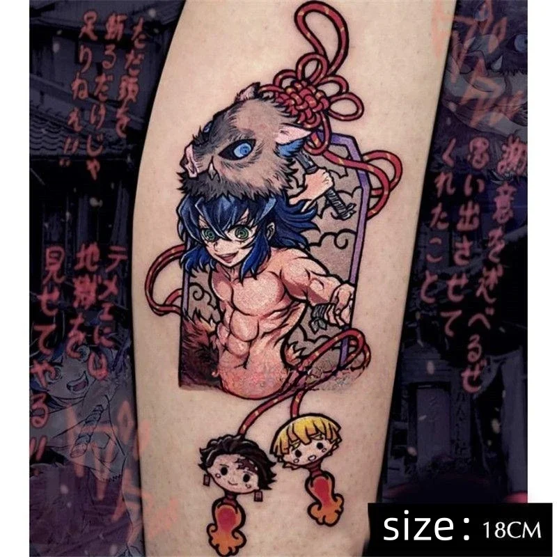 

Hashibira Inosuke Anime Temporary Tattoos Cartoon Cosplay Transfer Tattoo Body Art Waterproof Fake Tatoo Sticker for Woman Men