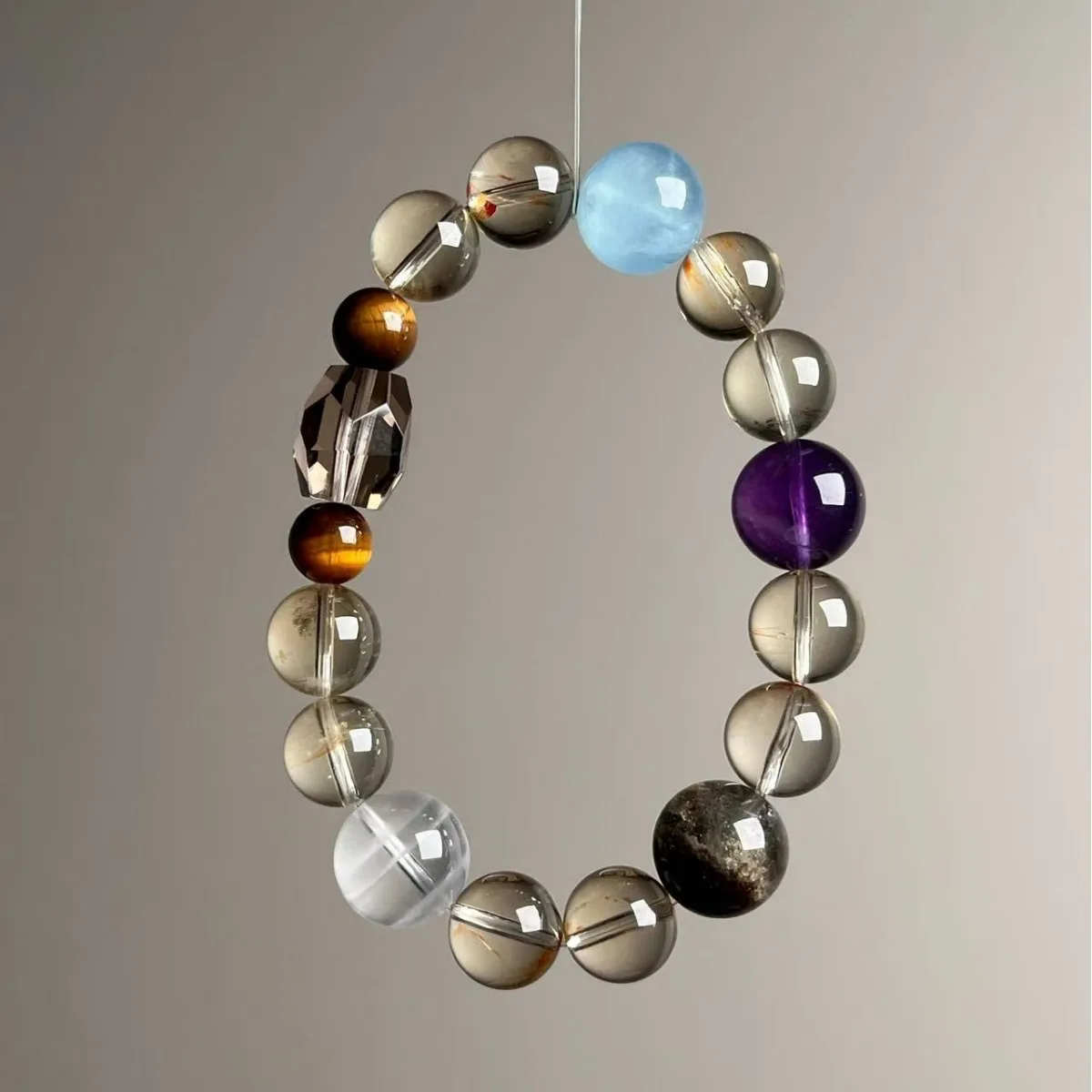 

Natural Multi-treasure Crystal Bracelet, Amethyst, Ghost, Aquamarine, Women's Fashion Bracelet, Niche Design