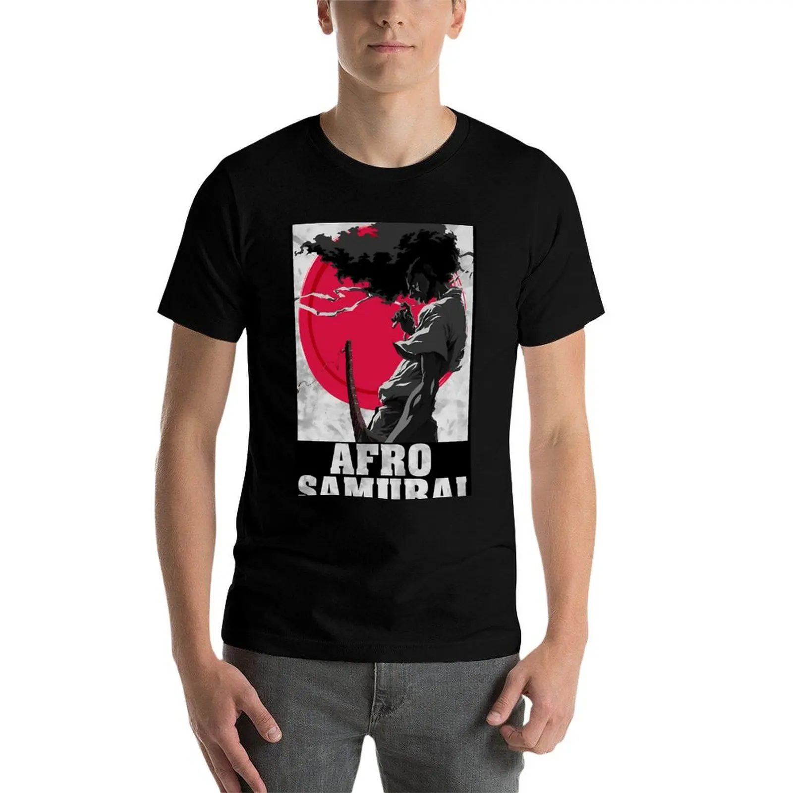 AFRO HAIR SAMURAI T-Shirt graphic shirts plain kawaii clothes t shirts for men cotton image 4