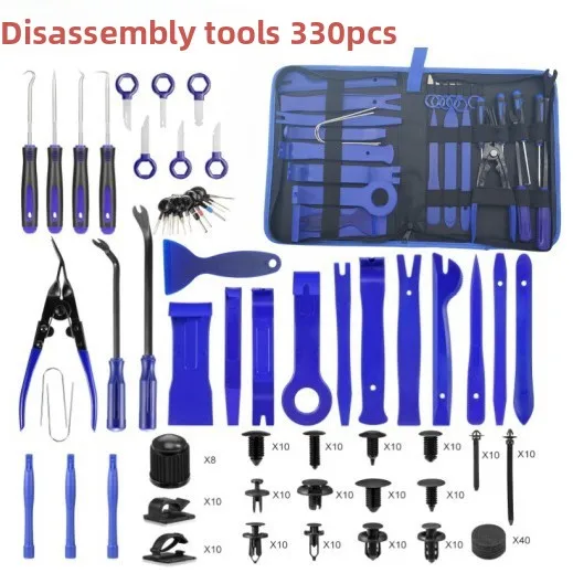 330-Piece Decorative Trim Remover Tool Set for Car Dashboards Door Panels & Audio Systems PP PA6 Material Cloth Bag Storage