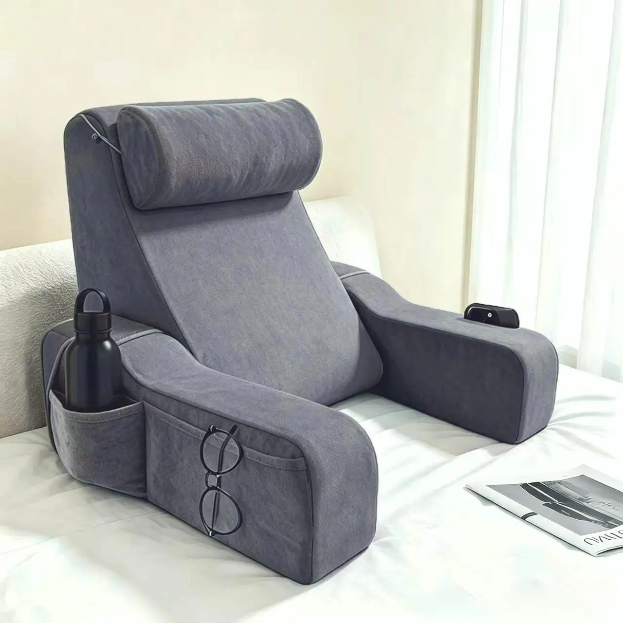 21Inch Large Reading Pillow Soft Comfortable Reading Pillow Tv Reading Gaming Bed Rest Sofa or Floor Pillow Parents' Day Gift 이불