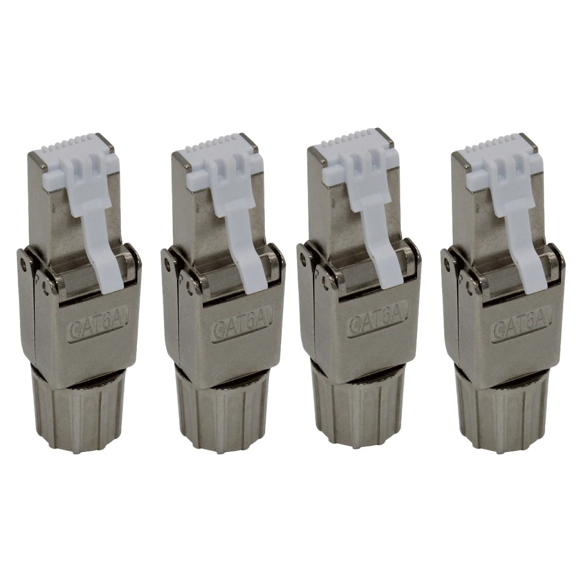 

A45M-4 Pack RJ45 Cat6a Connectors Tool Reusable Shielded Ethernet Termination Plugs For 22AWG To 24AWG Cable