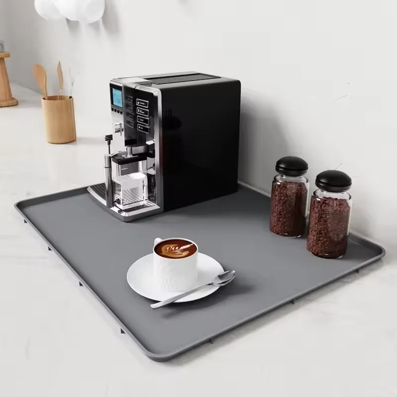 

Solid Color Drying Mat Bar Counter Anti-Slip Coffee Mat Heat Resistant Thick Silicone Tray Coaster for Espresso Machine Station