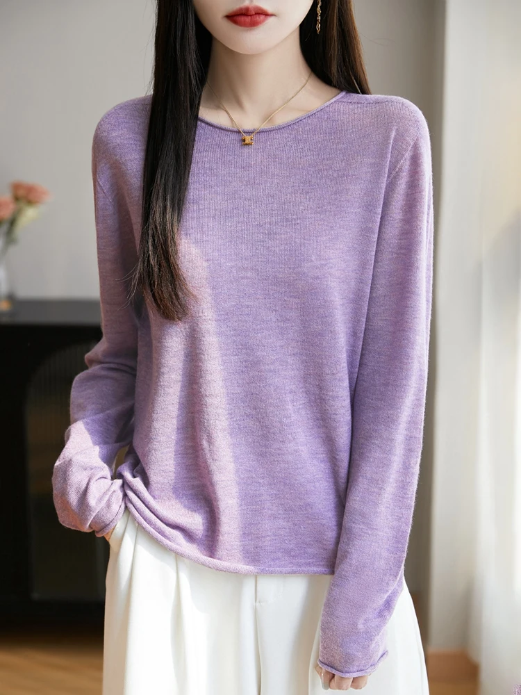 

Ультратонкий вязаный шерстяной свитер, женский большой круглый свитер с манжетами, свободный крой, новая солнцезащитная основа irt