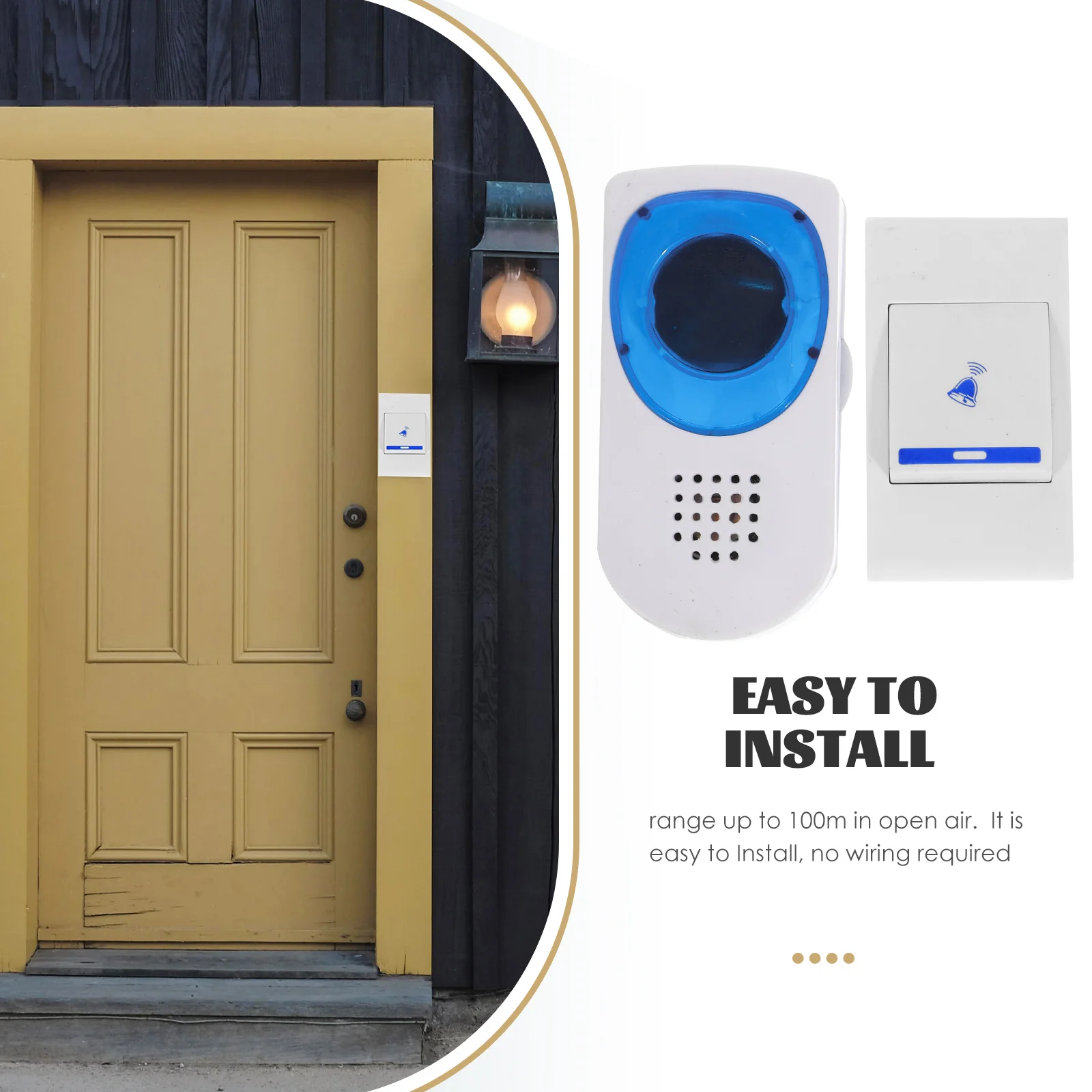 

32 Melodies Wireless Door Chime 8X4.5X1.5Cm Plastic Music Doorbell For Home Office Hotel Remote Control 100M Range Easy Install