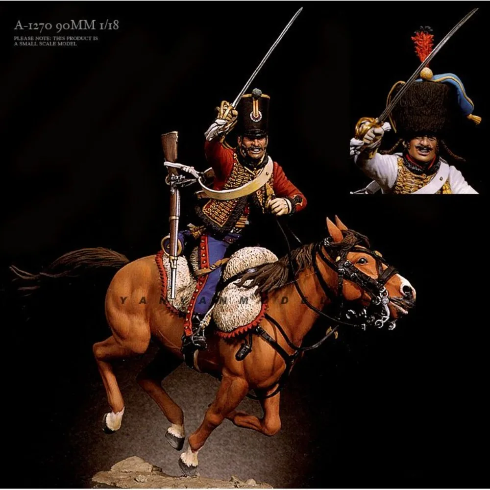 1/18 90mm Elite Cavalry Resin Figurines of Soldiers DIY Coloring Self-assembly Figurines Miniatures Crafts