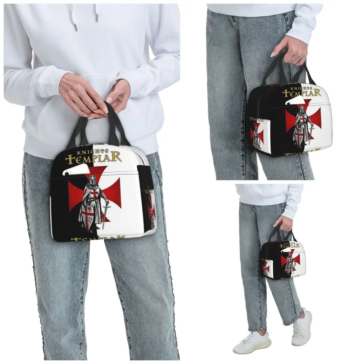 Templar Shield Cross Knights Templar Insulated Lunch Bag for Kids School Cooler Thermal Food Box Tote Portable Lunch Boxes