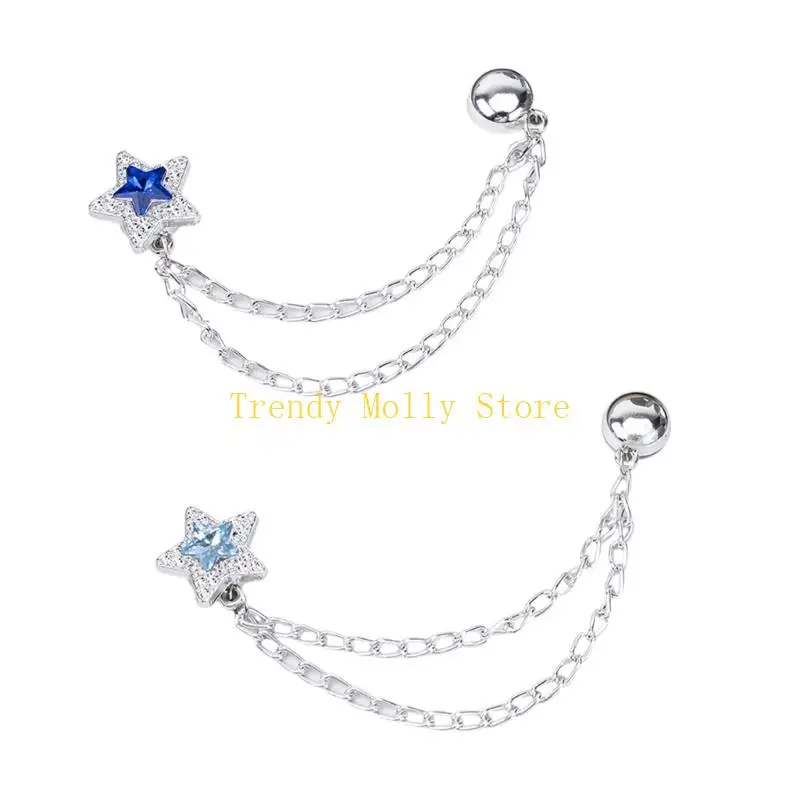 

N5KB Регулируемая магнитная застежка для брюк Безопасная цепочка из сплава Синий модный аксессуар