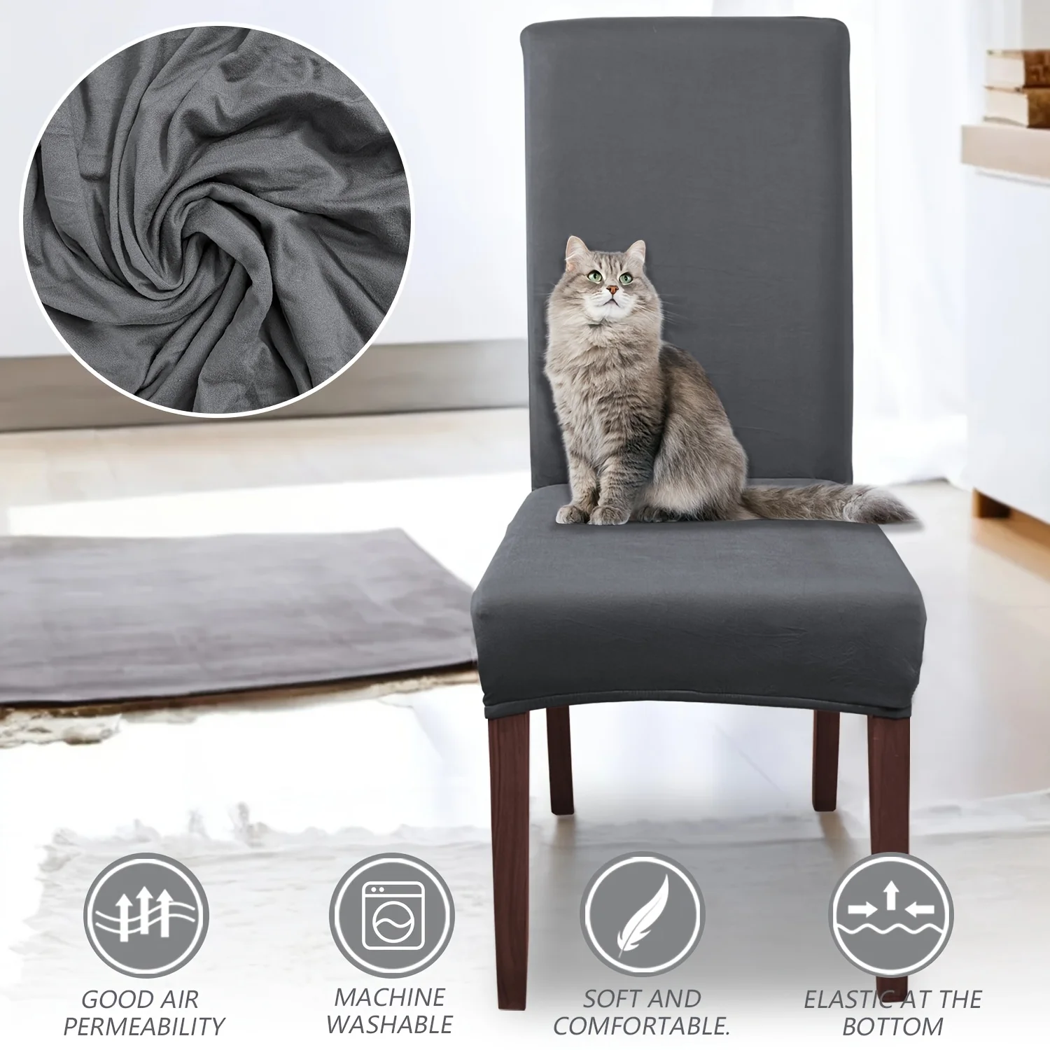 

4pcs/6pcs Sliky Fiber Fabric Elastic Home Kitchen Chair Covers, 4/6pcs Set Milk Elastic Home Kitchen Dining Chair Slipcover, Chair Cover, Furniture Protector for Wedding Office Living Room Hotel, Home Decoration, Wedding Season
