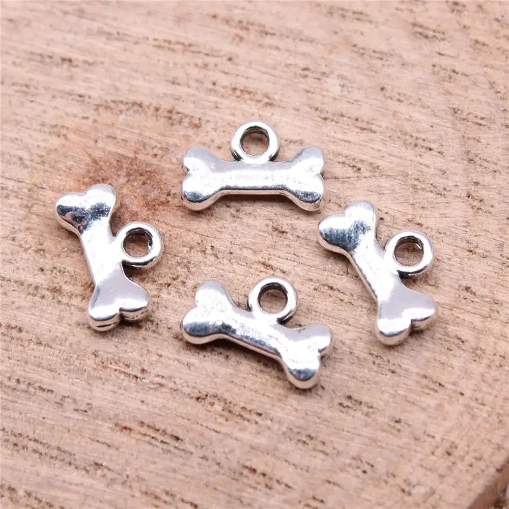 WYSIWYG 40pcs Charms 10x7mm Dog Bone Charms For Jewelry Making DIY Jewelry Findings 3 Colors Alloy Charms Pendant