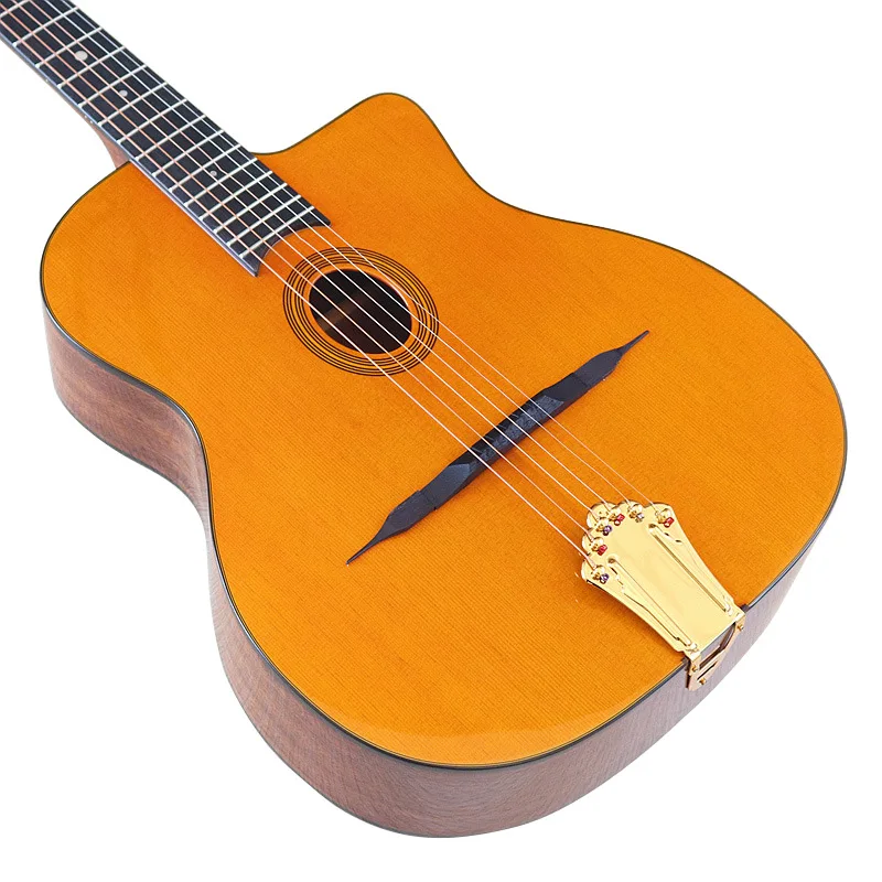 41 Inch Single Board Folk Guitar 6 Strings - Orange Small Mouth Spruce Top, Sapele Back/Sides, Matte Maple Edge