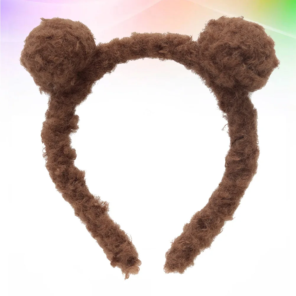 

Dark Brown Bear Ears Headband Cute Hair Hoop Funny Decor Cosplay Festival Party Performance Head Ball