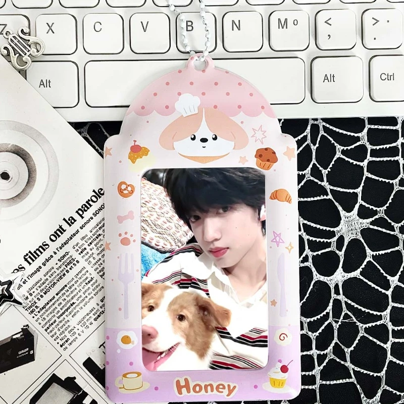 Cartoon Dog PVC Card Holder 3 Inch Fan Idol Photo Meal Card Campus Card Storage Display Pendant