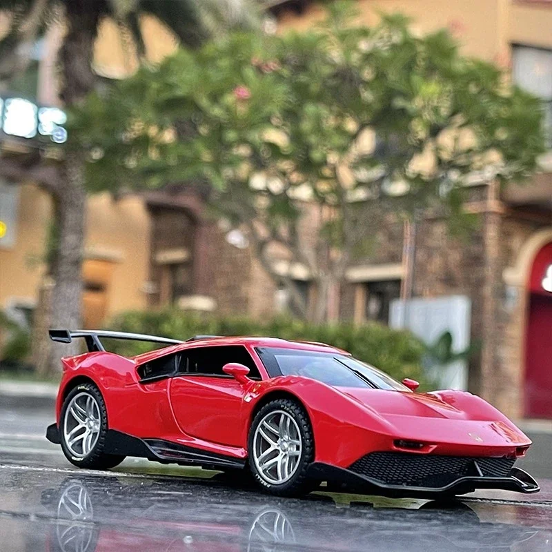 1/32 Laferrari P80C Alloy Racing Car Model Diecasts Metal Toy Sports Super Car Model Simulation Sound Light Collection Kids Gift