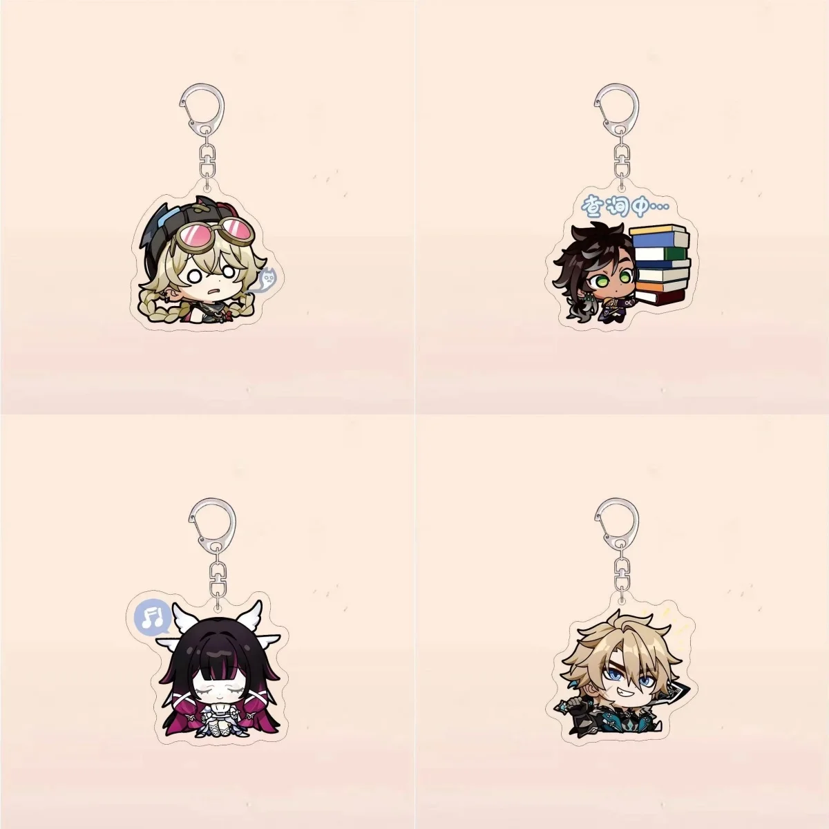 Genshin Impact New Keychain Cute Cartoon Anime Nefer Kaveh Columbina Arlecchino Pendant Car Keyring Bag Charms Badge Friend Gift