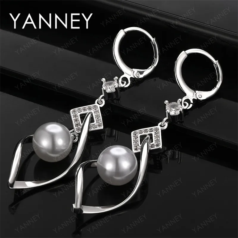 

925 Sterling Silver Luxury Exquisite Bead Earrings Women Wedding Exquisite Fashion Elegant Party