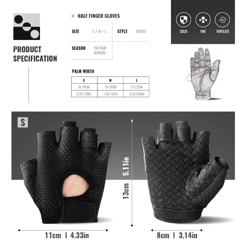 Gym Fitness Gloves For Women, Breathable Half Finger Anti-Slip Gloves For Bicycle Cycling Weight Lifting Yoga