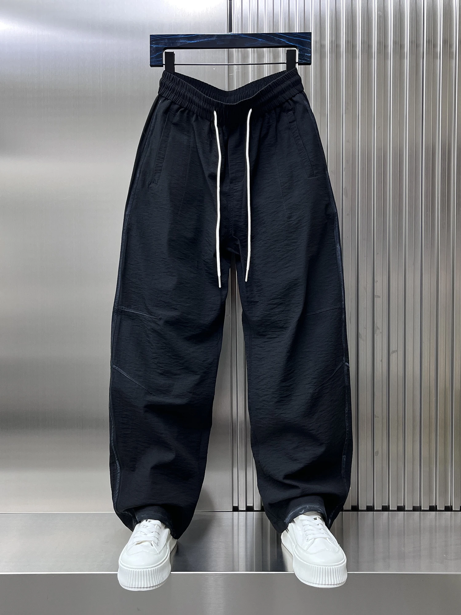 

Trendy Cotton Linen Wide Leg Straight Casual Pants Men's Summer New Loose Haome Long Trousers Breathable Comfortable Fai...