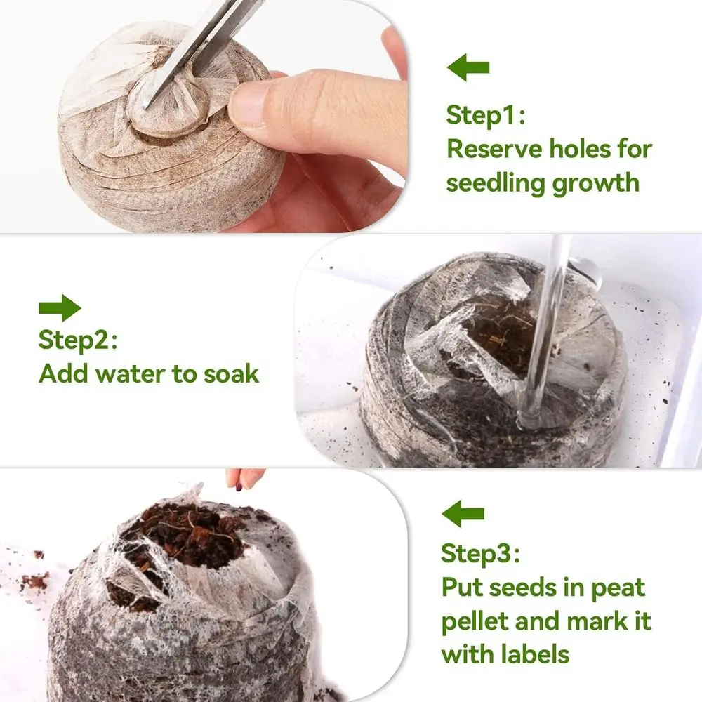 200 Pcs Peat Pellets - 30mm Seeds Starting Plugs, Compressed Soil Blocks, Plant Pods Bulk or Seedling Planting Herbs, Lower Vege