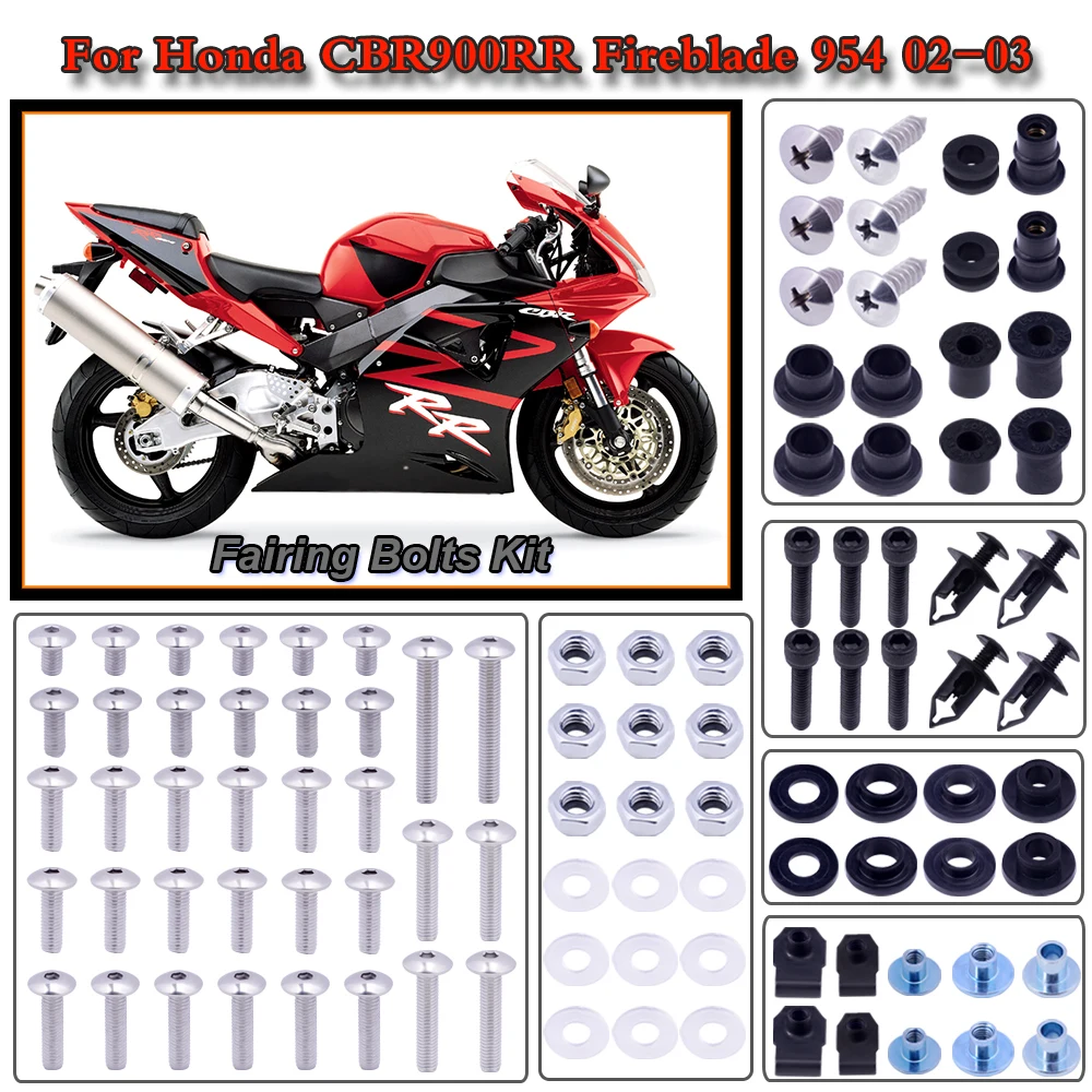 Full Fairing Kits For Honda CBR900RR Fireblade 954 2002-2003 Motorcycle Parts Bolt Kit Fastener Clips Screw Fairing Screw