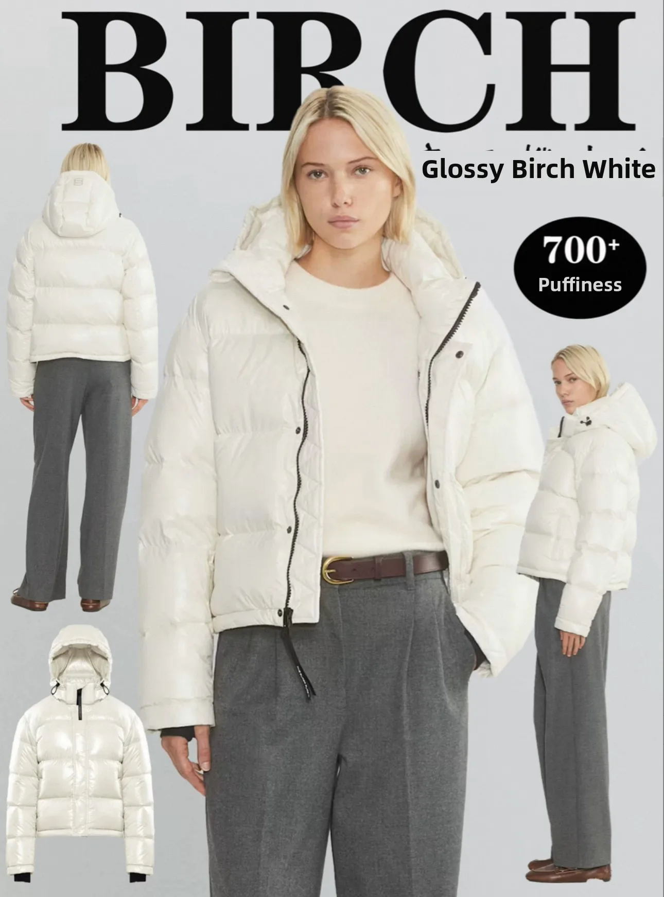 

Aritzia Women's ort Puffer Jaet Winter Warm Coat Detachable Hood Zipper Design Waterproof Faux Fur Collar Casual Sle