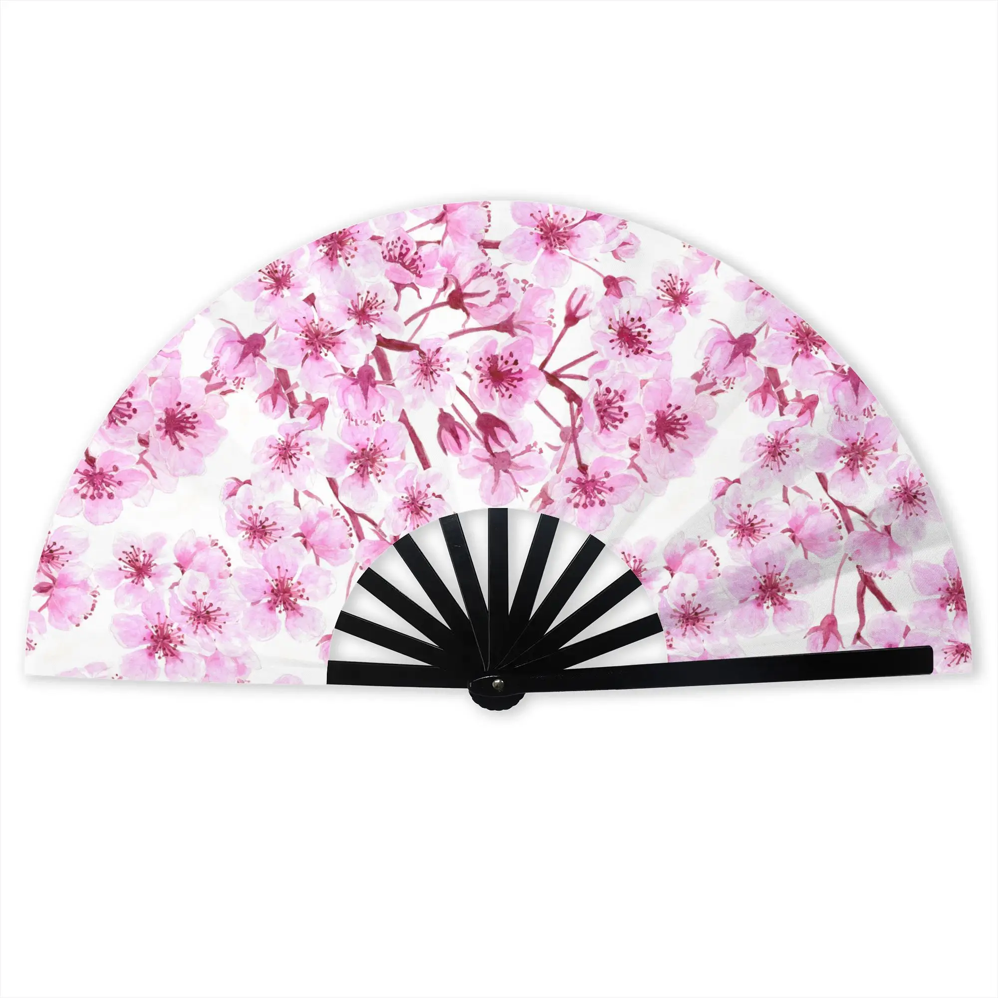 Cherry Blossom Floral on Pink  Portable Pocket Fan Travel Japane Flowers Folding Fan Chinese Dance Cooling Handheld Fans